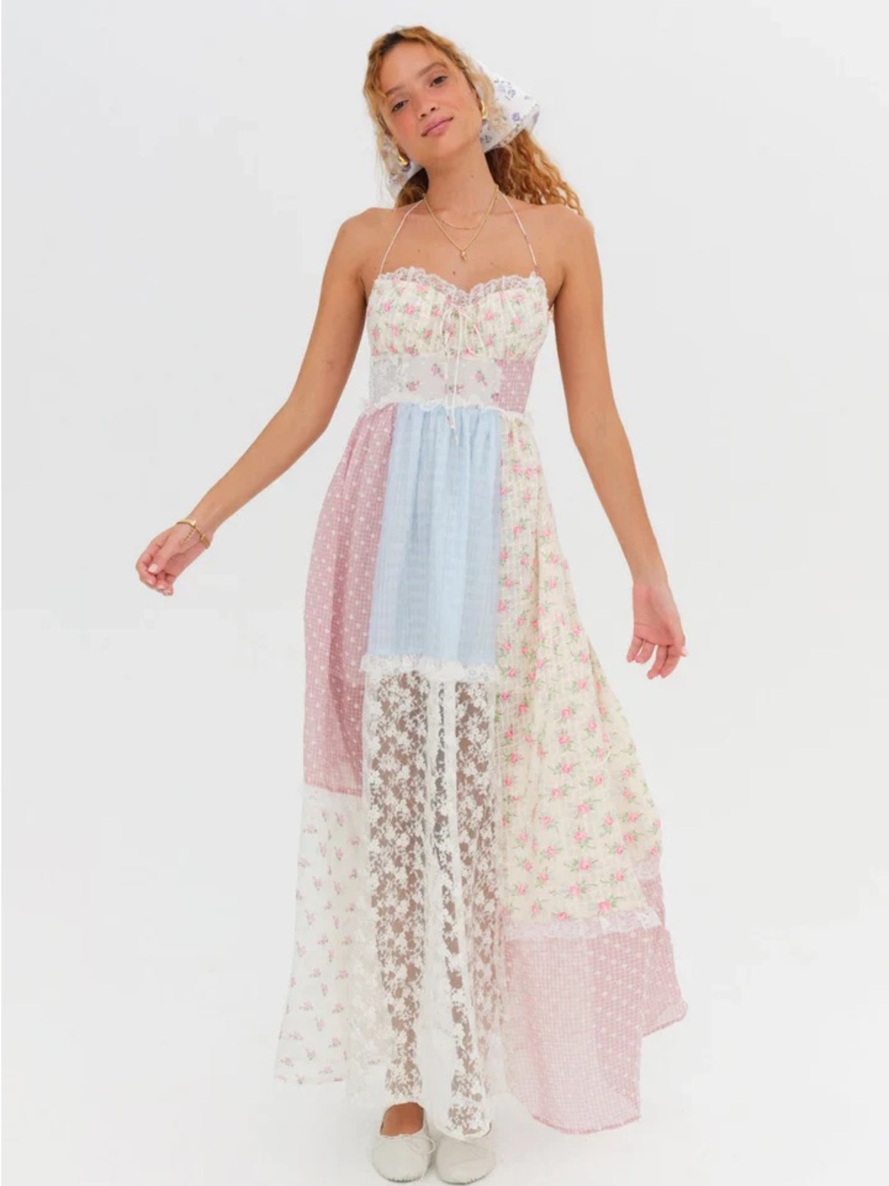 For Love & Lemons Elula Maxi Patchwork Dress - Picture 2 of 15